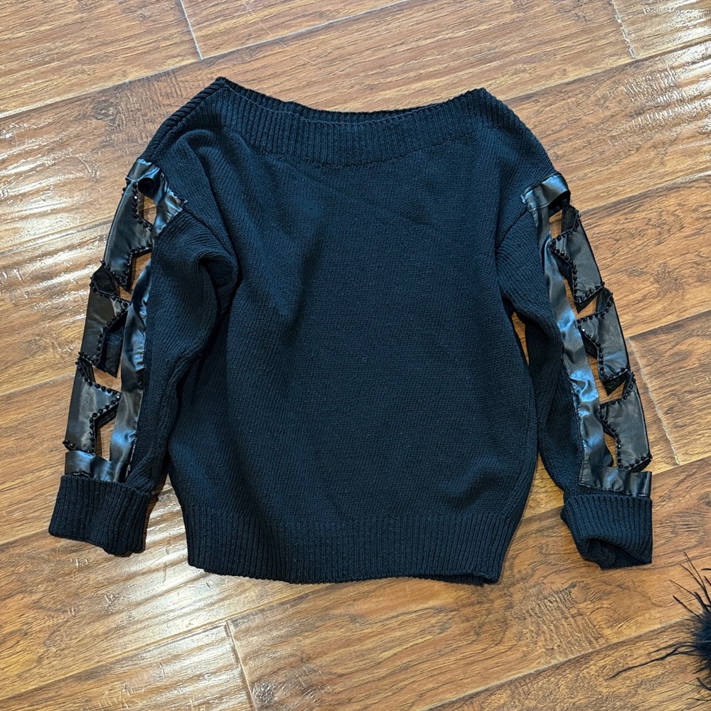 Black Sweater with Star cutout sleeve